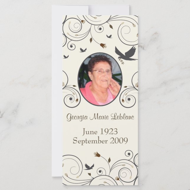 Dikt anpassningsbar Flowers och Swirls Memorial Ke (Framsida)