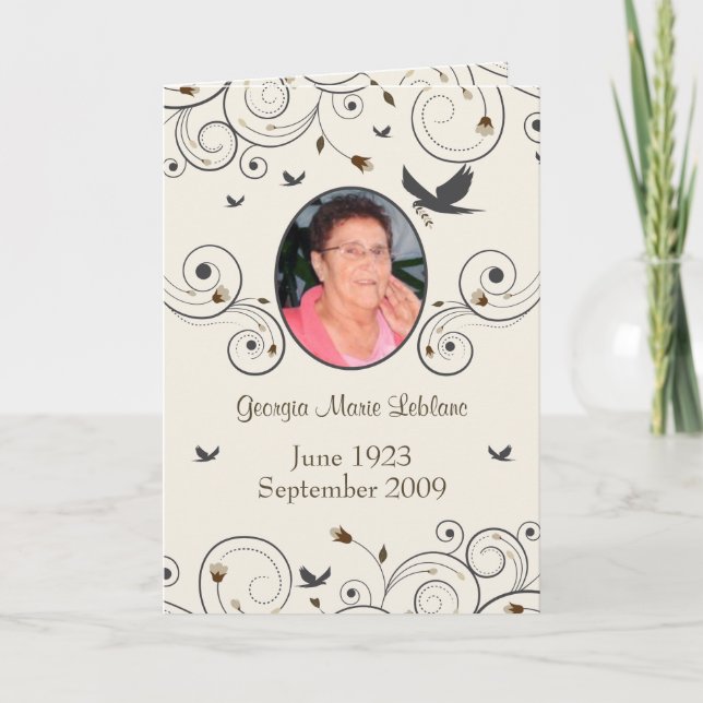 Dikt anpassningsbar Flowers och Swirls Memorial Ke Kort (Framsida)
