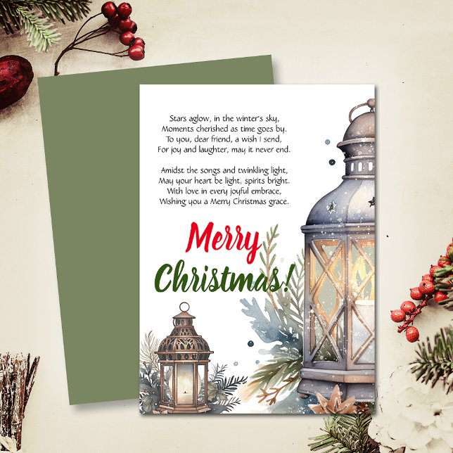 Dikt av god jul Lantern Meddelande (Elevate your upcoming event with this cozy Christmas invitation and heartwarming poem!)