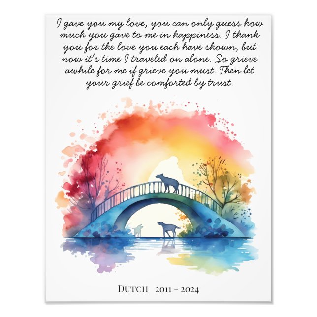 Dikt av hund Memorial Gift Pet Loss Sympathy Fototryck (Framsidan)