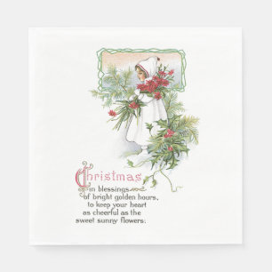 Dikt för Blommigt av vintage God jul-bläddringskor Pappersservett