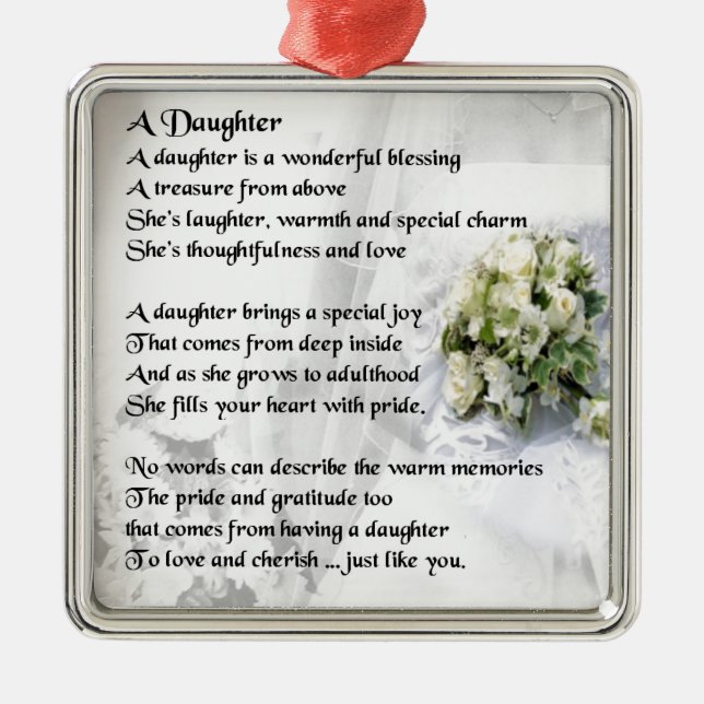 dikt för bröllop   bukettdotter julgransprydnad metall (Framsidan)