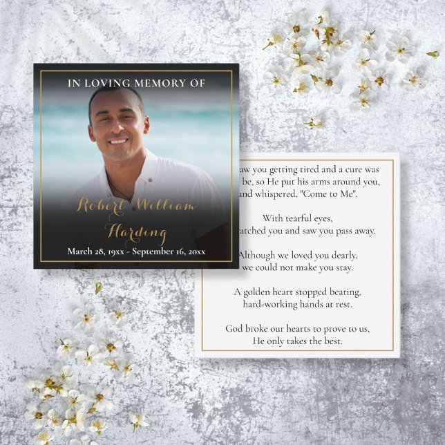 Dikt för fotobegravning av minnesbön fyrkantigt visitkort (Photo Funeral Memorial Prayer Poem Cards)
