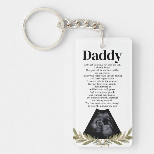 Dikt för framtida meddelande om Gravid för pappa Nyckelring (Framsidan)