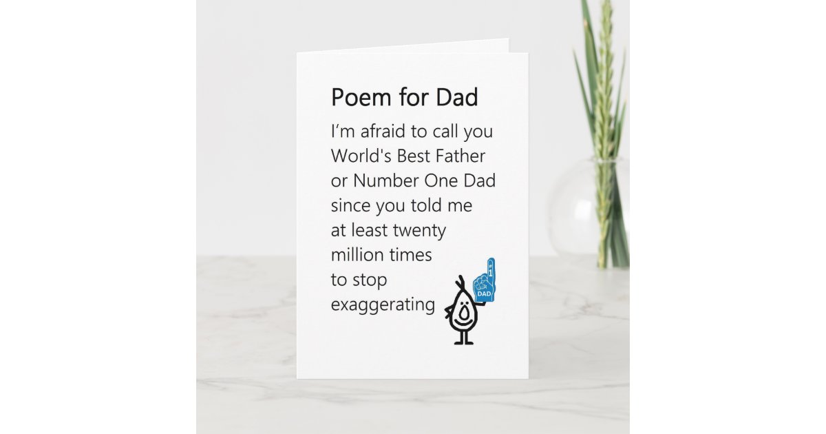 Dikt For Pappa En Rolig Fars Dagdikt Kort Zazzle Se