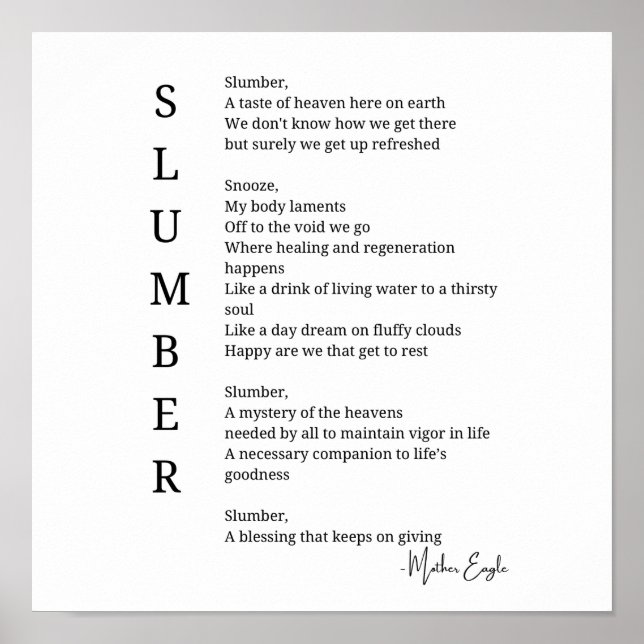 Dikt för sömndrömmar poster väggkonst (Framsidan)