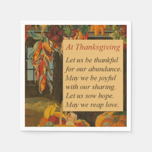 Dikt för Thanksgiving av vintage Harvest Scene Pappersservett