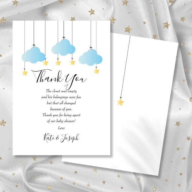 Dikt för Twinkle Twinkle Pojke Shower Tack Kort (Twinkle Twinkle Baby Boy Shower Thank You Poem)