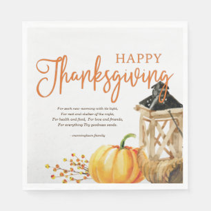Dikt för vattenfärg Cornucopia Pumpkin-Thanksgivin Pappersservett