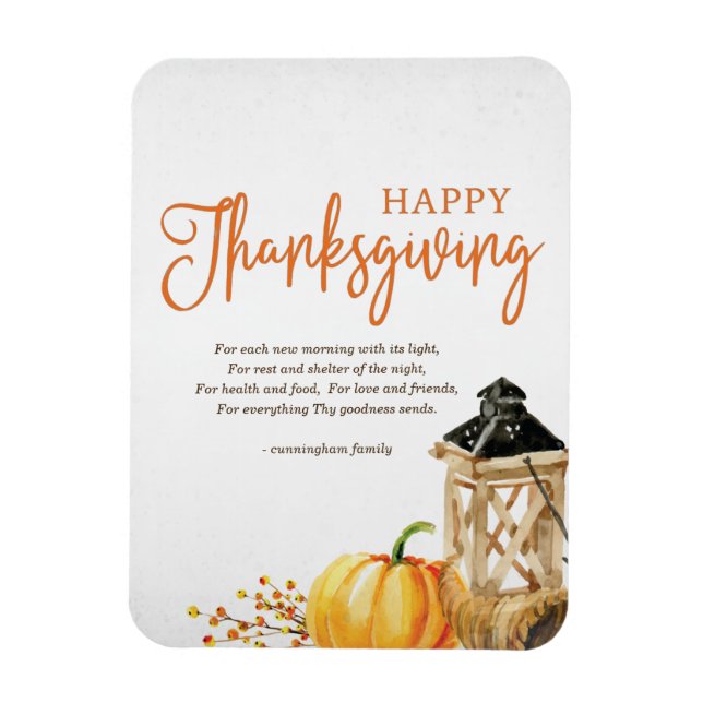 Dikt för vattenfärg Kornuskopa Pumpkin-Thanksgivin Magnet (Vertikal)