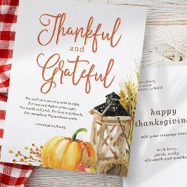 Dikt för vattenfärg Pumpkin Cornucopia Thanksgivin Helg Vykort
