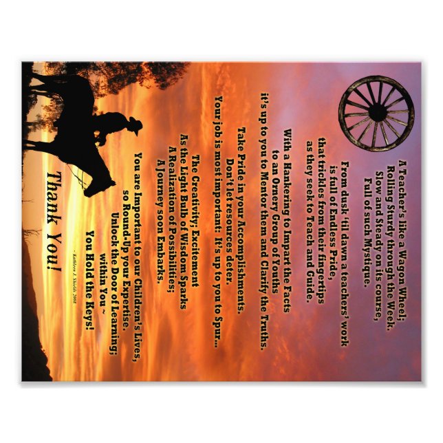 Dikt för western lärarbedömning fototryck (Framsidan)