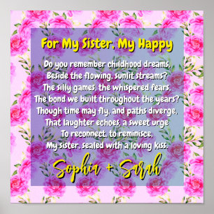 Dikt Gift för mina syster- och Rosa-blommor   Minn Poster