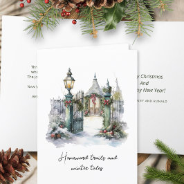 Dikt Grönt Red Snö Nordic Winter Scene-jul Helgkort