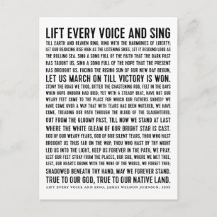 Dikt Hiss All Voice and Sjunga Black History Vykort