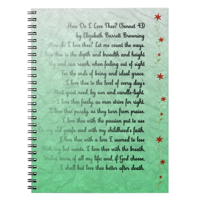 Dikt hur gör jag, älskar thee? Elizabeth Anteckningsbok (Framsidan)