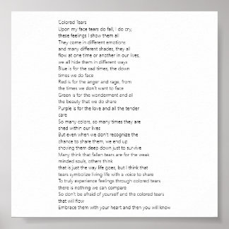 Dikt i färgat Tårar Poster