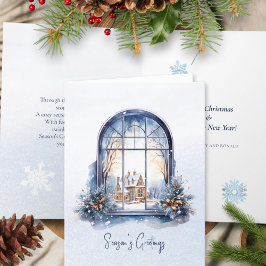 Dikt Nordic Winter Scene Snowy Arch jul Helgkort