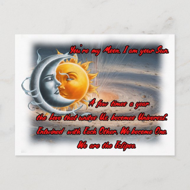 Dikt om Sol, Måne och Kärlek på en Vykort (Framsida)