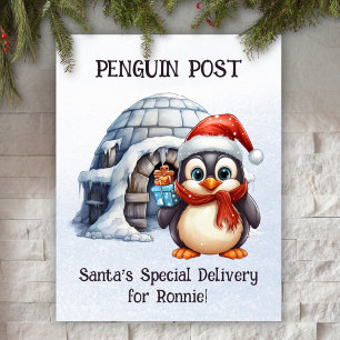 Dikt Pastel Snö Cute Rhyme Penguin jul Poster
