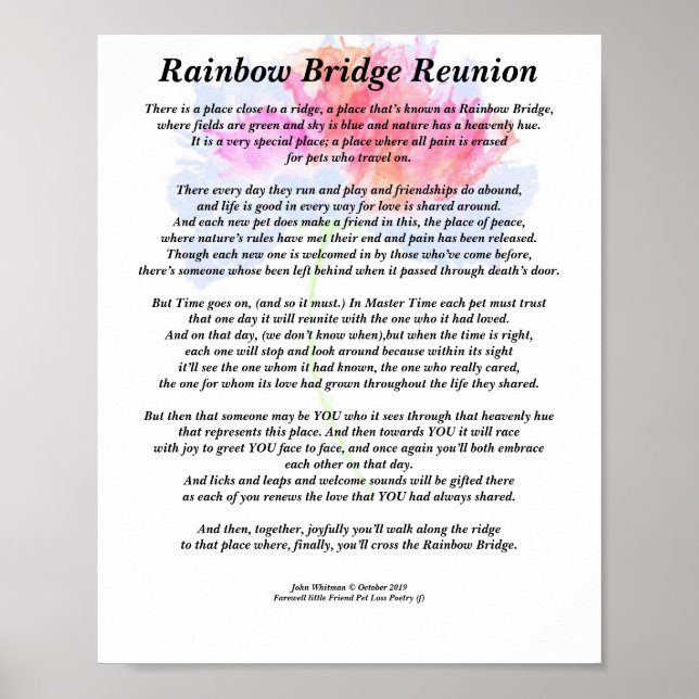 Dikt: Rainbow Bridge Reunion, FL, Matte Poster (Framsidan)
