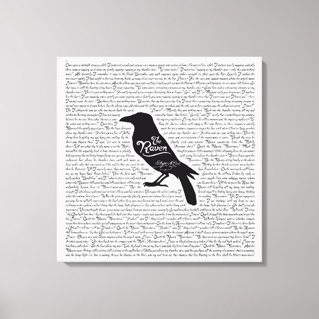 Dikt Raven Complete av Edgar Allan Poe 12x12 Canvastryck (Framsida)
