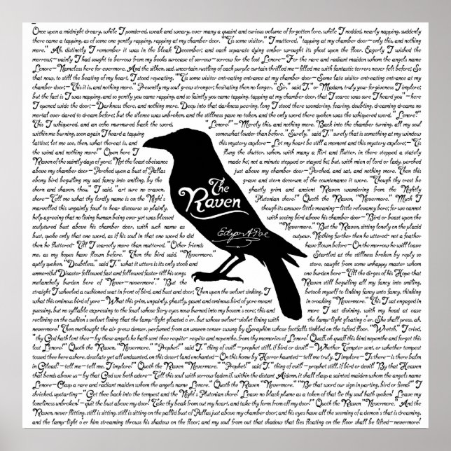 Dikt Raven Complete av Edgar Allan Poe Poster (Framsidan)