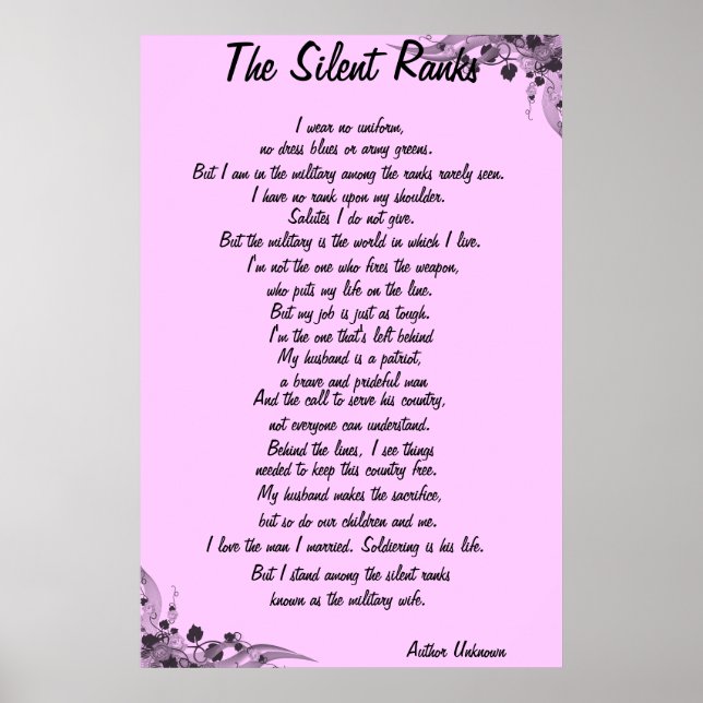 dikt "Silent Ranks" Poster (Framsidan)