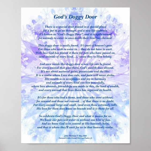 Dikt: Speciella minnen från ett sällskapsdjur, Pos Poster (Framsidan)