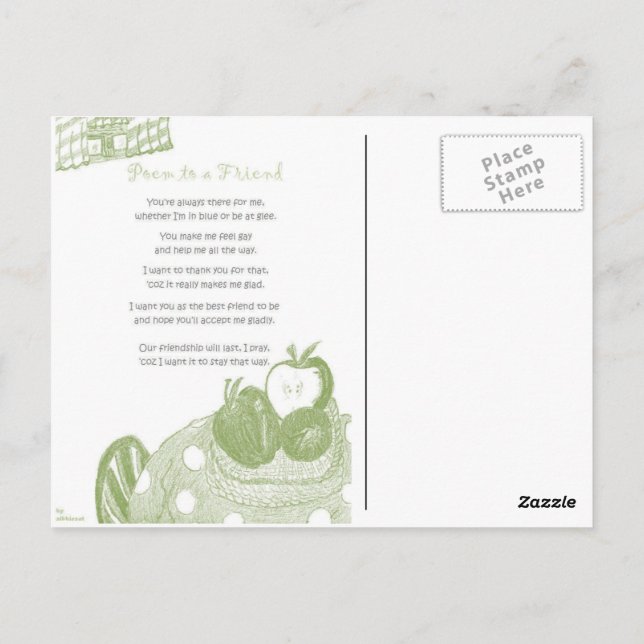 Dikt till en vän vykort (Baksida)