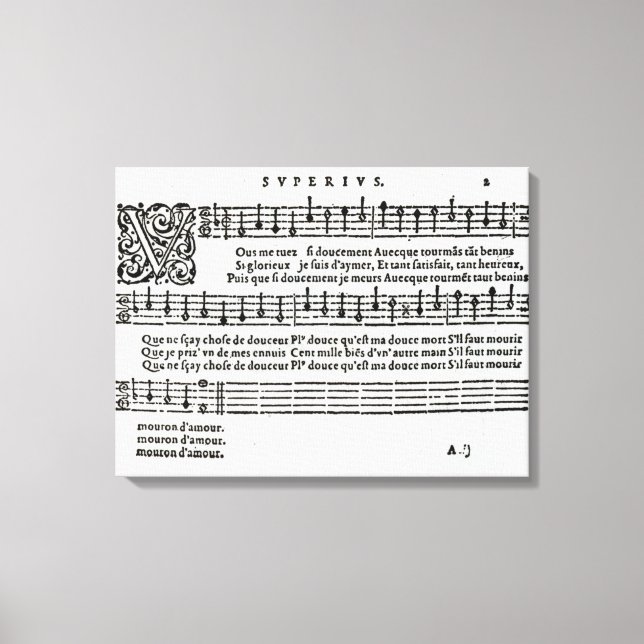 Dikt till musik av Jean Antoine de Baif Canvastryck (Framsida)