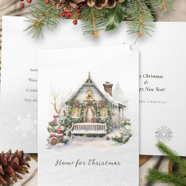 Dikt Winter Scene Snöflingor Greenery jul Helgkort
