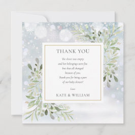 Dikt Winter Snöflingor Greenery Baby Shower Tack Kort