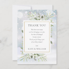 Dikt Winter Snöflingor Greenery Baby Shower Tack Kort