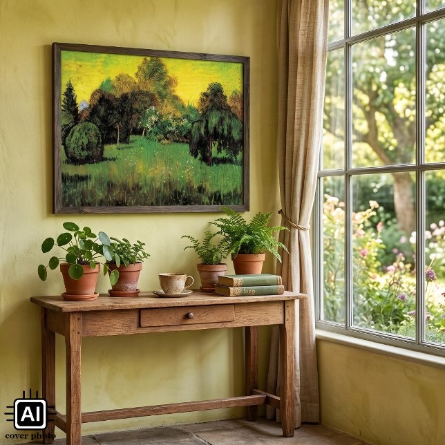 Diktarens trädgård av Vincent van Gogh Poster (The Poet's Garden by Vincent van Gogh is a vintage fine art post impressionism landscape painting.)