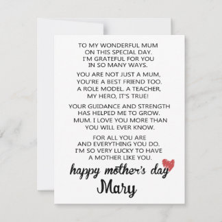 Diktt Mammas Dagskort Från Dotter, Mors Dag  Julkort