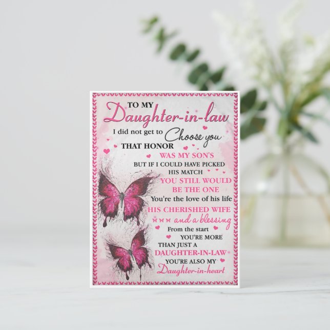 DIL Butterfly Du är också min dotter-in-Heart Vykort (Stående Fram)