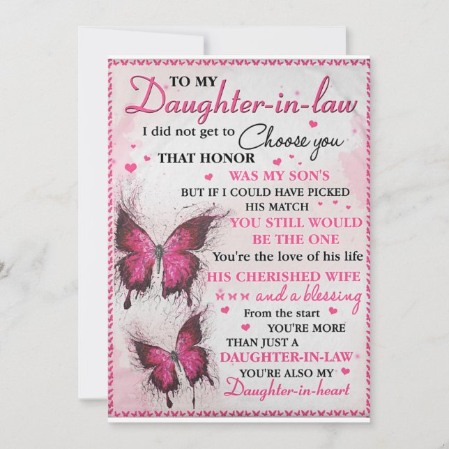 DIL Fjäril Du är också min dotter-i-hjärtat  Julkort (Framsida)