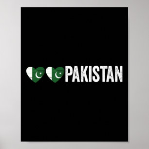 Dil Pakistan Azadi Mubarak Heart Flagga Dag Stolt Poster