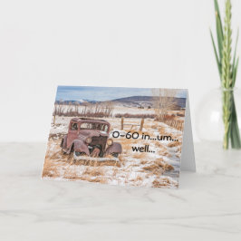 Dilapidad, Rusty Antique Auto i Snö Kort