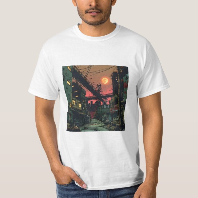 Dilapidad Tecknad Bok City T Shirt (Framsida)