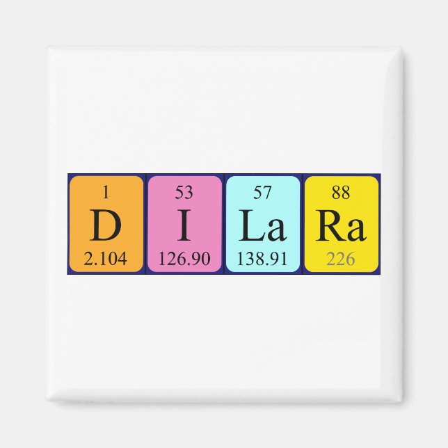 Dilara periodiskt bord namn magnet (Framsidan)