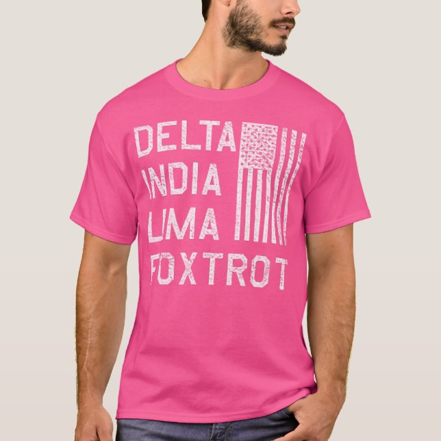 Dilf Delta India Lima Foxtrot US Flagga American P T Shirt (Framsida)