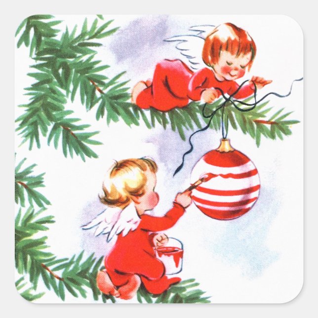 Diligent Änglar Fyrkantigt Klistermärke (Framsida)