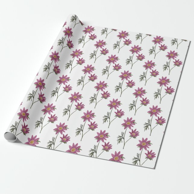 Dill Daisy Wrapping Papper White Mönster Presentpapper (Utrullad)