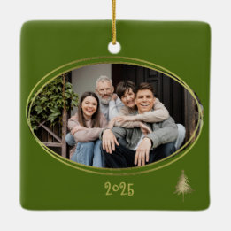 Dill Green Pink & Gold Christmas Trees  Julgransprydnad Keramik