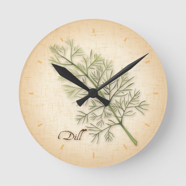 Dill Herb round Clock Rund Klocka (Framsida)