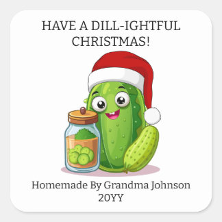 Dill‑ightful Christmas Pickling Jar Fyrkantigt Klistermärke