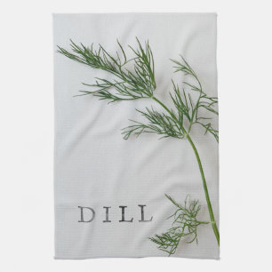 Dill löv med ord kökshandduk