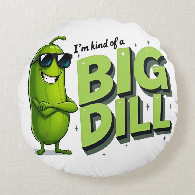 Dill Pickles Älskare Gift - Lustigt Tecknad - desi Rund Kudde (Framsidan)